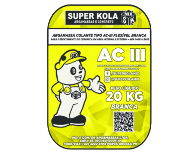 Argamassas Ensacadas 3 Argamassa BRANCA Colante Tipo ACIII - 20kg